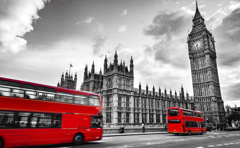 Image of big ben with red routemaster buses