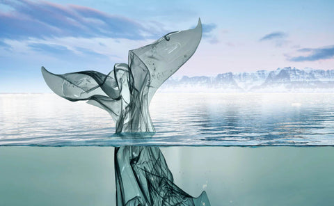 Whale fluke made from plastic