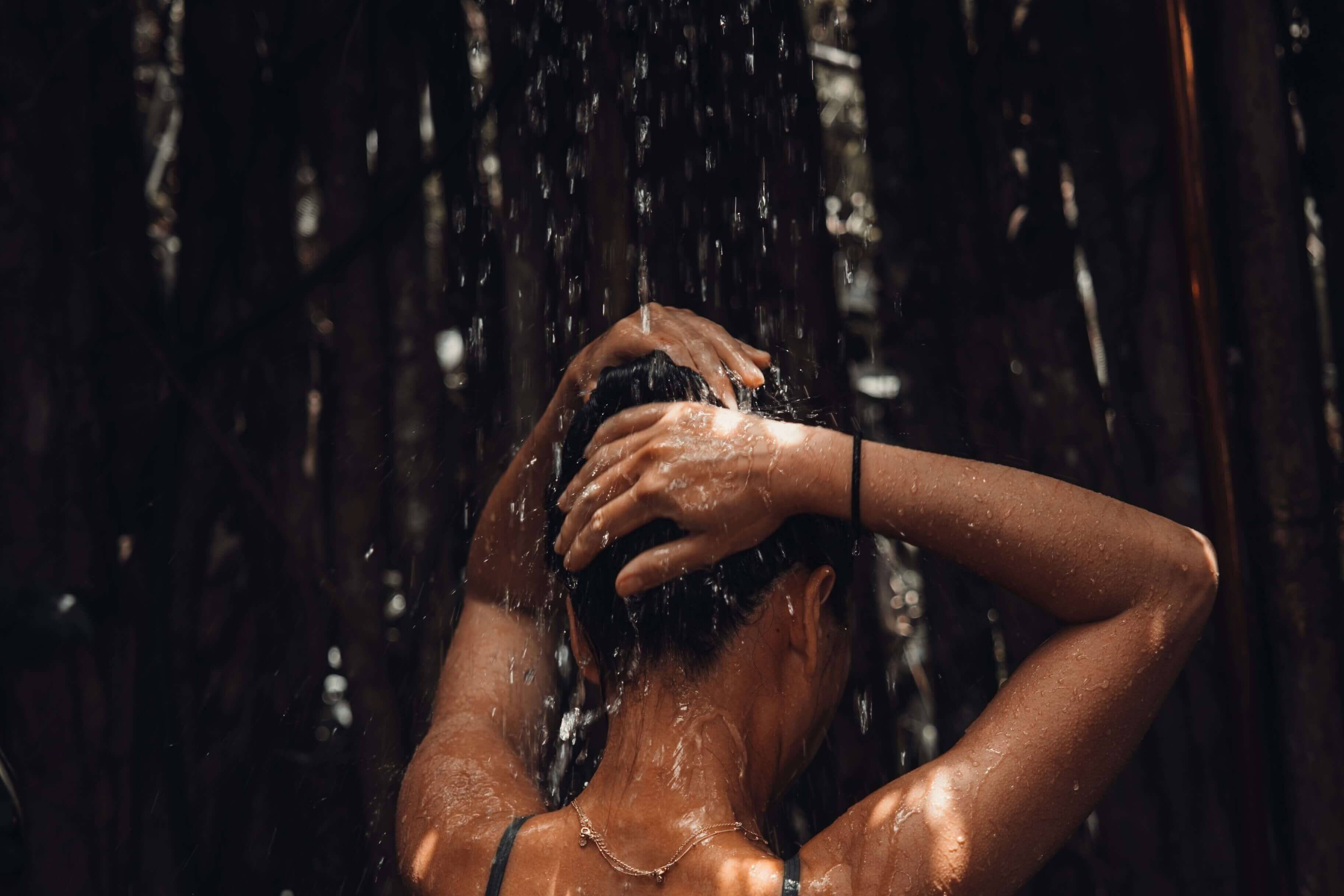 Person taking a shower