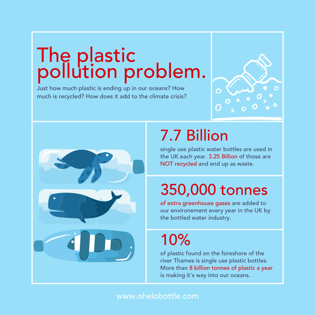 An infographic showing the plastic pollution problem with statistics