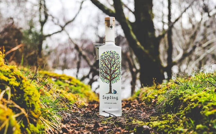 sapling sustainable vodka bottle