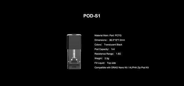 VooPoo Pod-S1 1ML Refillable Replacement Pod - Pack Of 4