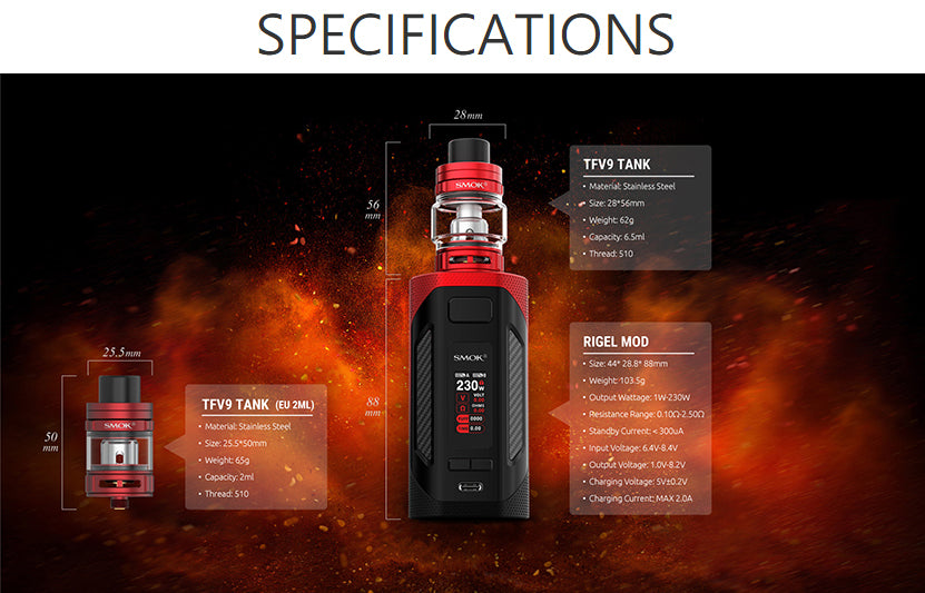 SMOK-Rigel-230W-18650-Starter-Kit-With-6.5ML-Refillable-TFV9-Tank