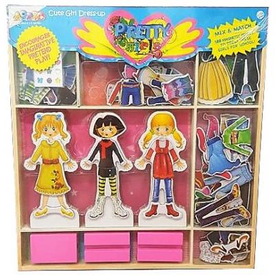 magnetic girl dress up wooden box