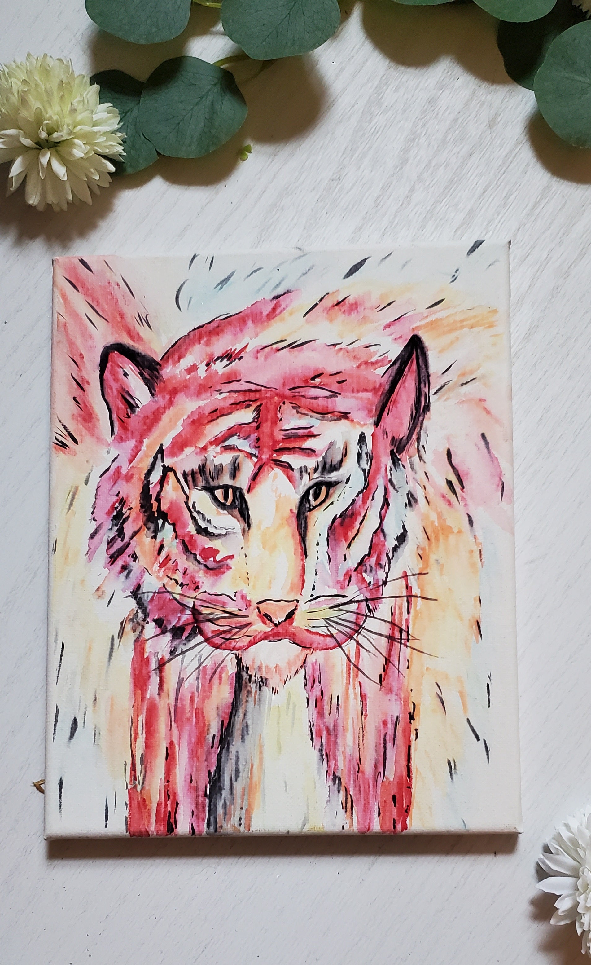 watercolor rainbow tiger