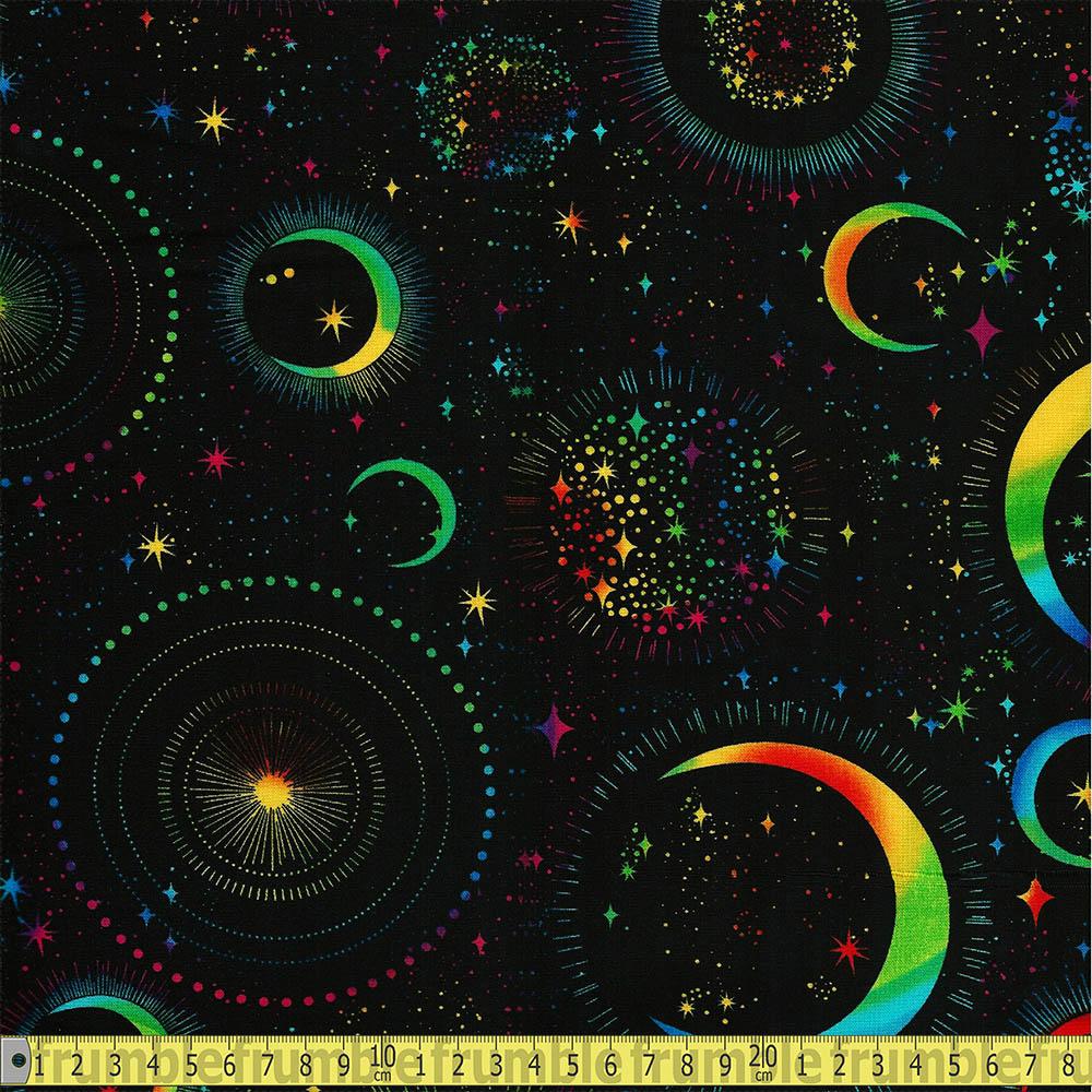 Eobtimeless Treasuresspacemoons and Starsglow in the Darkblackcotton Fabric  by the Yard or Select Length CG7431-BLK 