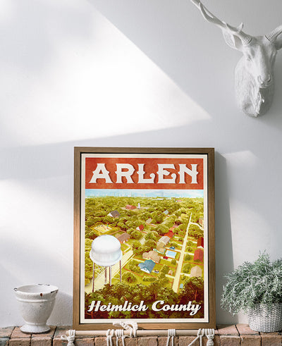 Arlen Texas Heimlich County Retro Vintage Travel Poster