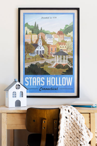 Stars Hollow Vintage Travel Poster (Blue)