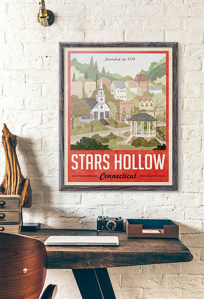 Stars Hollow Vintage Travel Poster (Red)