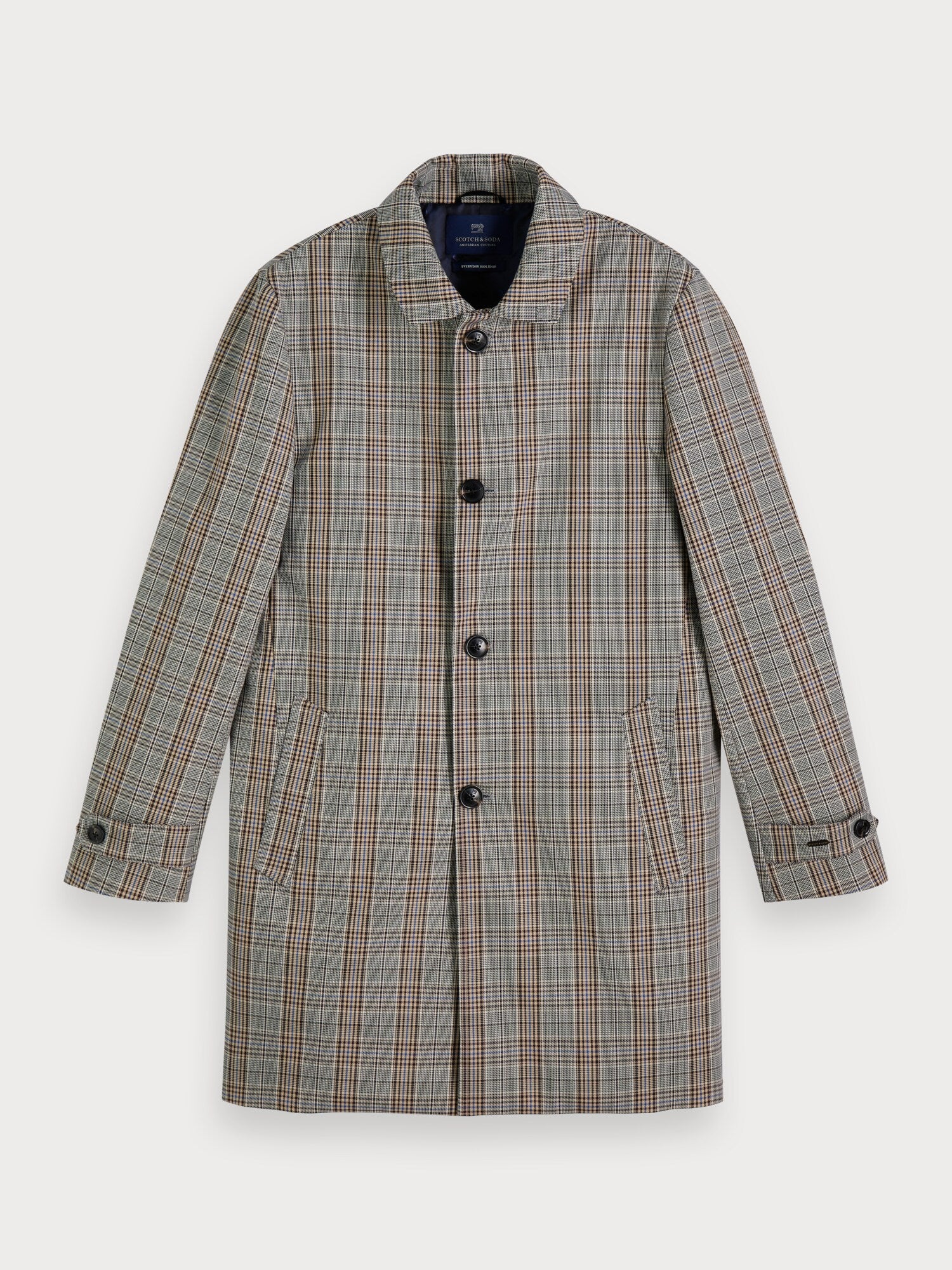 Scotch and Soda | Plaid Trench Coat in Brown | Scotch Select