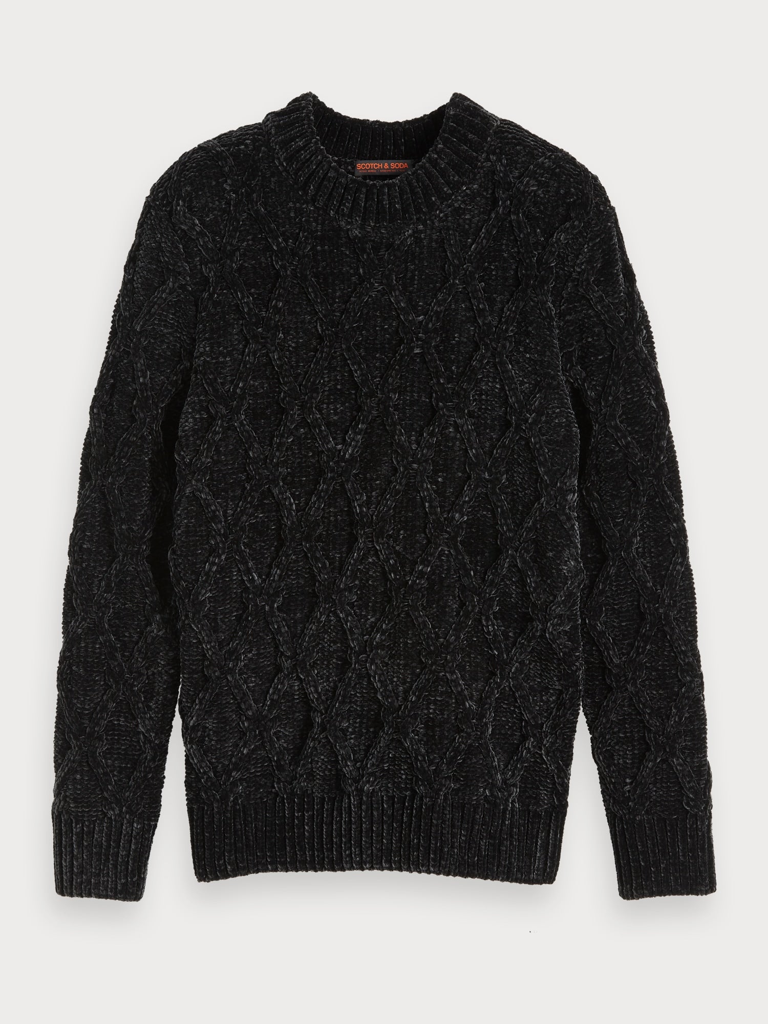 Scotch and Soda | Cable Knit Chenille Sweater Black | Scotch Select