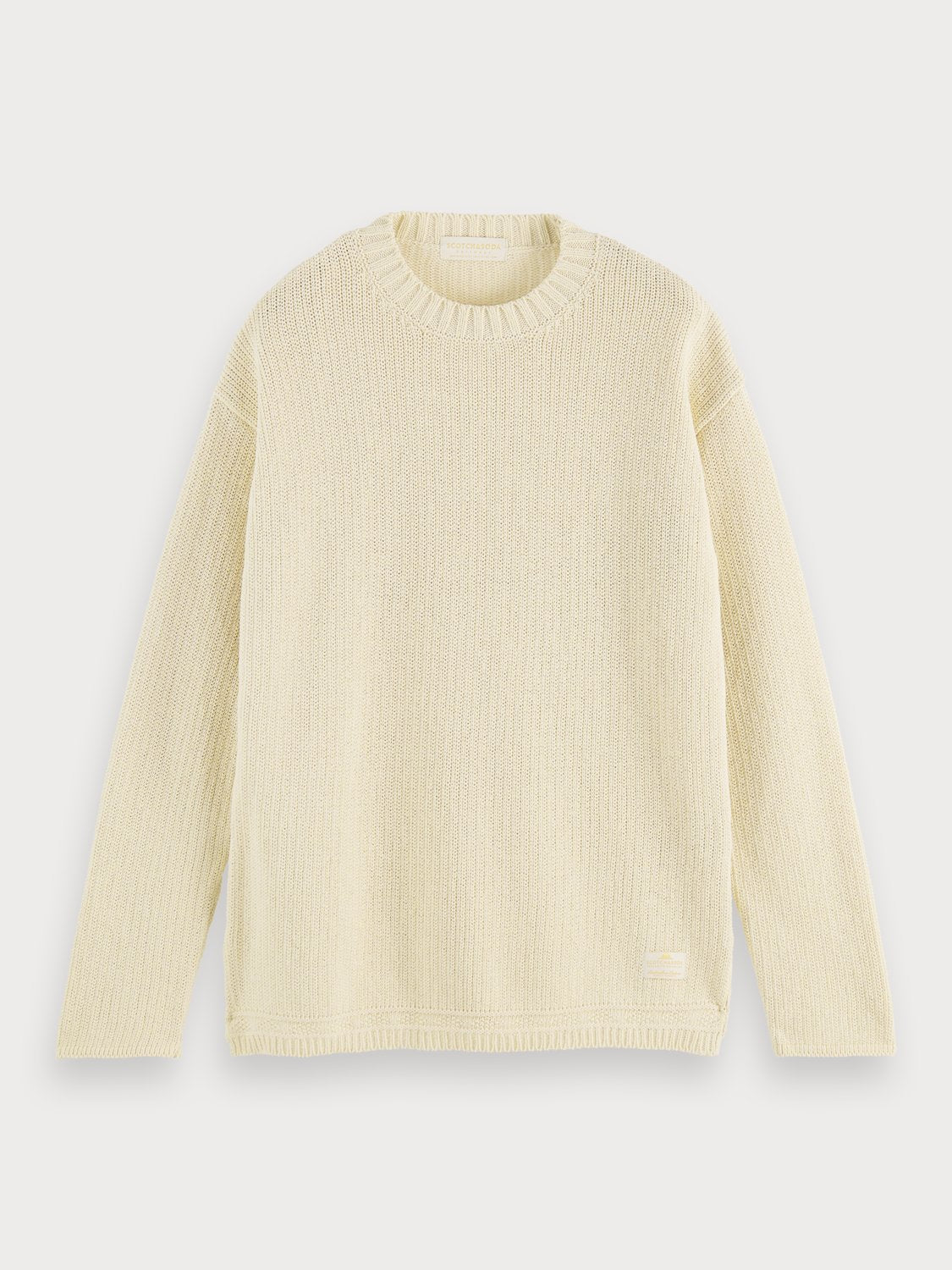 Scotch and Soda, Structured knit recycled cotton blend sweater in Sunlit  Yellow Melange