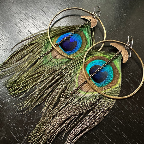 Work in progress. Feather earrings with peacock feathers. : r/crafts