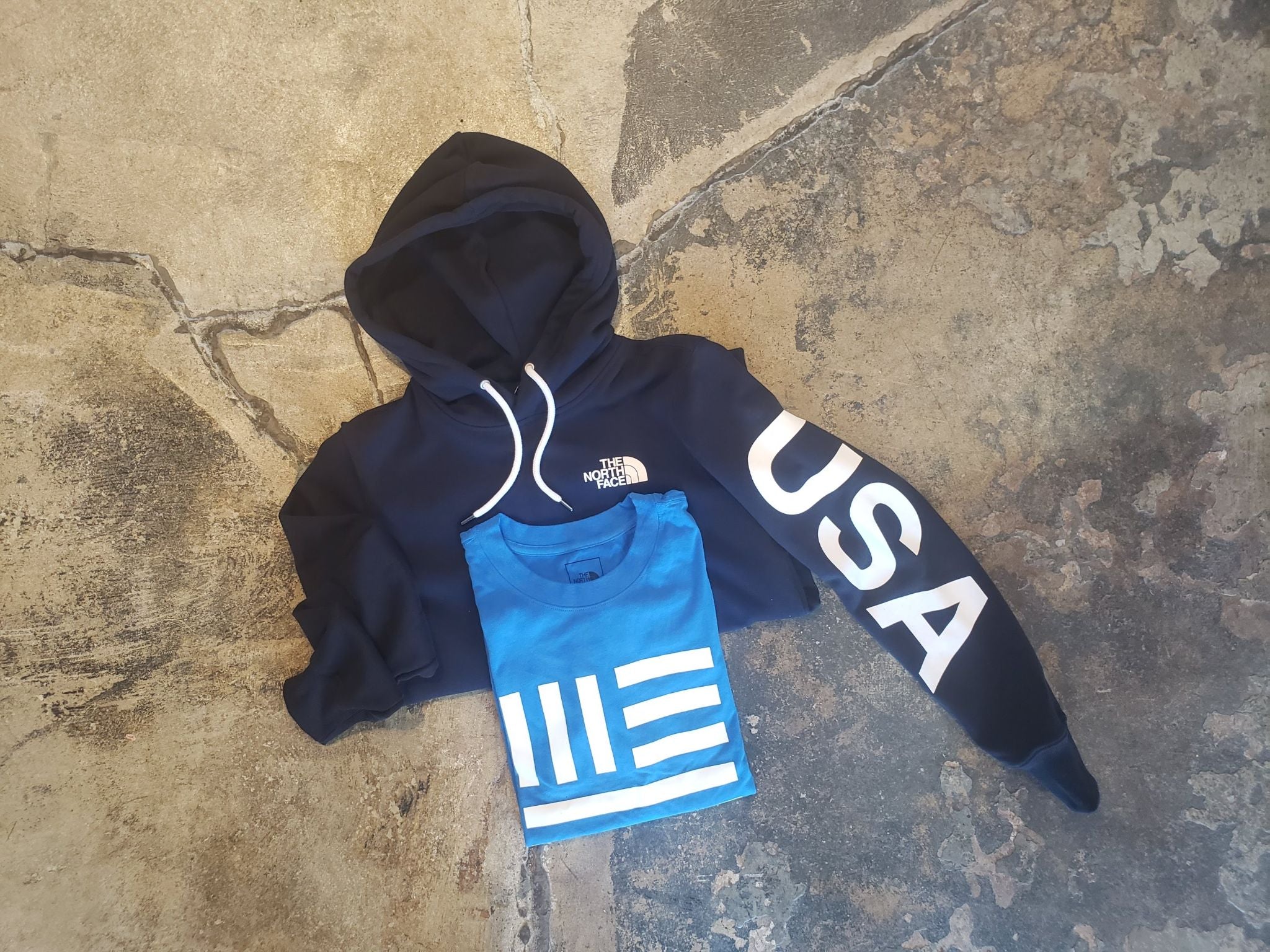 The North Face women’s Team USA sweatshirt and men’s t-shirt