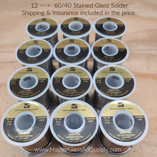 60/40 Stained Glass Solder 1 lb Spool 1/8 Dia. Free Shipping 50 Box -  Alassco Online Store