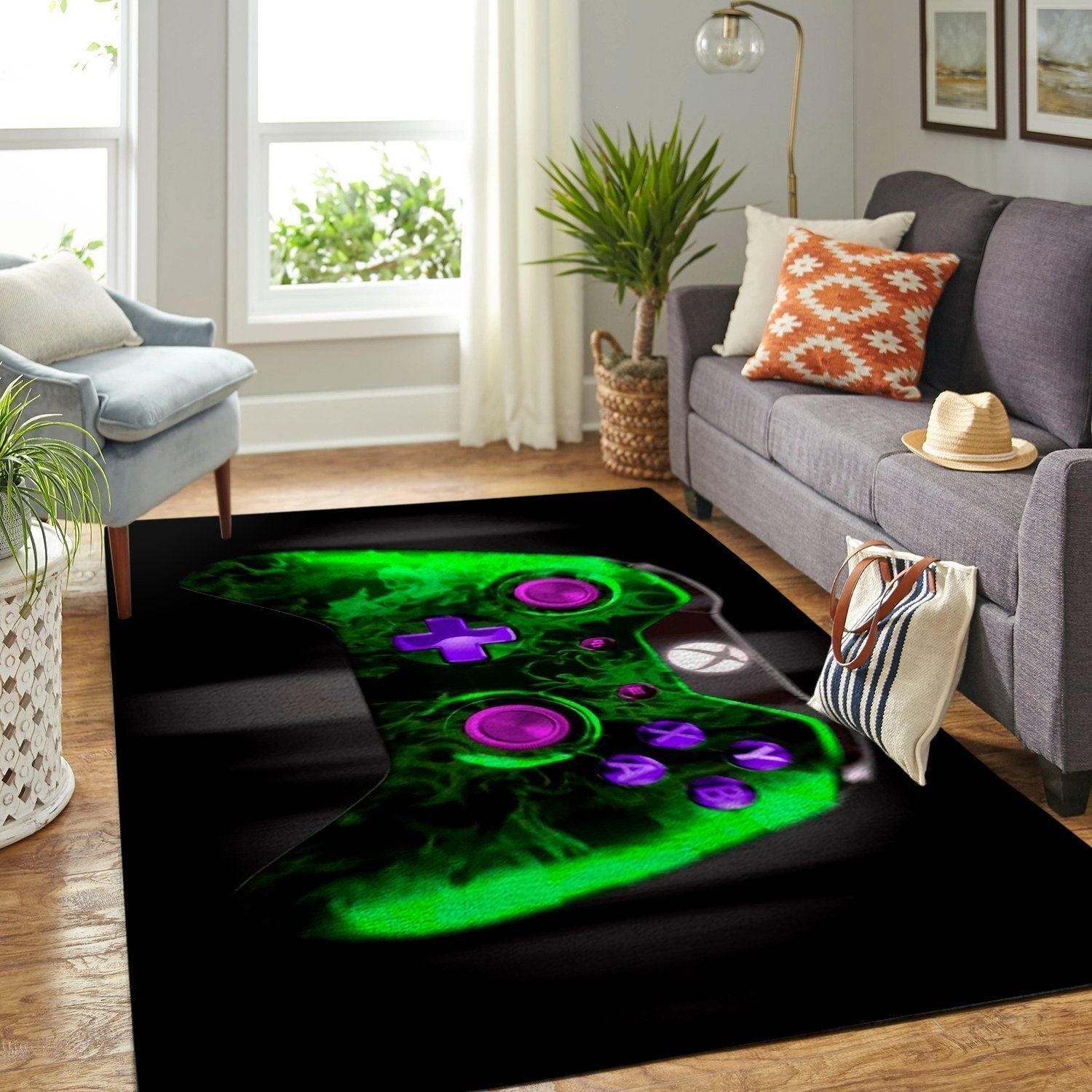 Xbox Area Rug Gaming Carpet, Gamer Living Room Rugs, Floor Decor