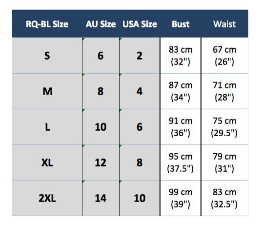 rq-bl sp087 size chart