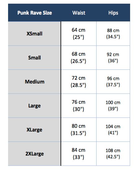 punk rave opk-146 size chart