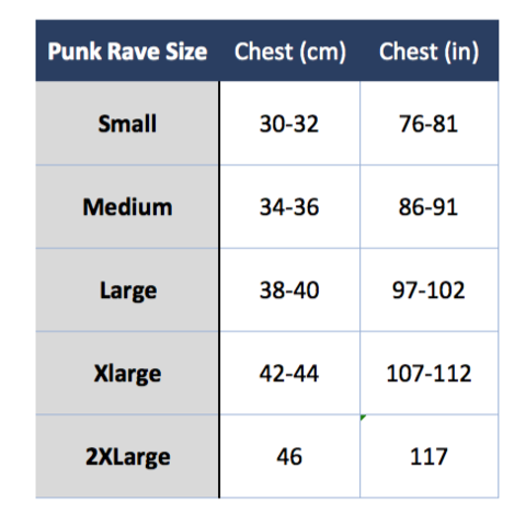 Spiral direct size chart