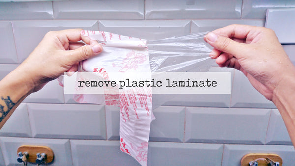 plastic laminate peeled off single-use paper