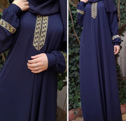 Women Plus Size Print Abaya Jilbab Muslim Maxi Dress