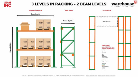 DETAILED PALLET RACK DESIGN WITH COMPONENTS AND MEASUREMENTS