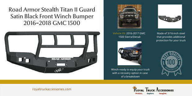 Road Armor Stealth Titan II Guard Satin Black Front Winch Bumper