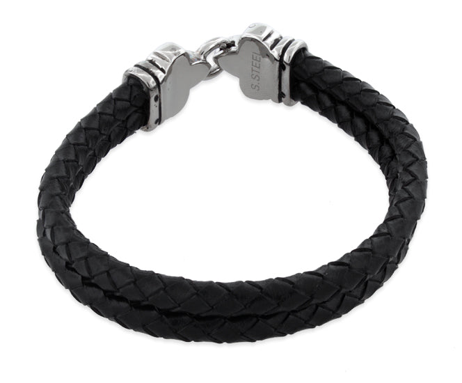 Stainless Steel Fleur De Lis Lock 2 String Leather Bracelet – Badass ...