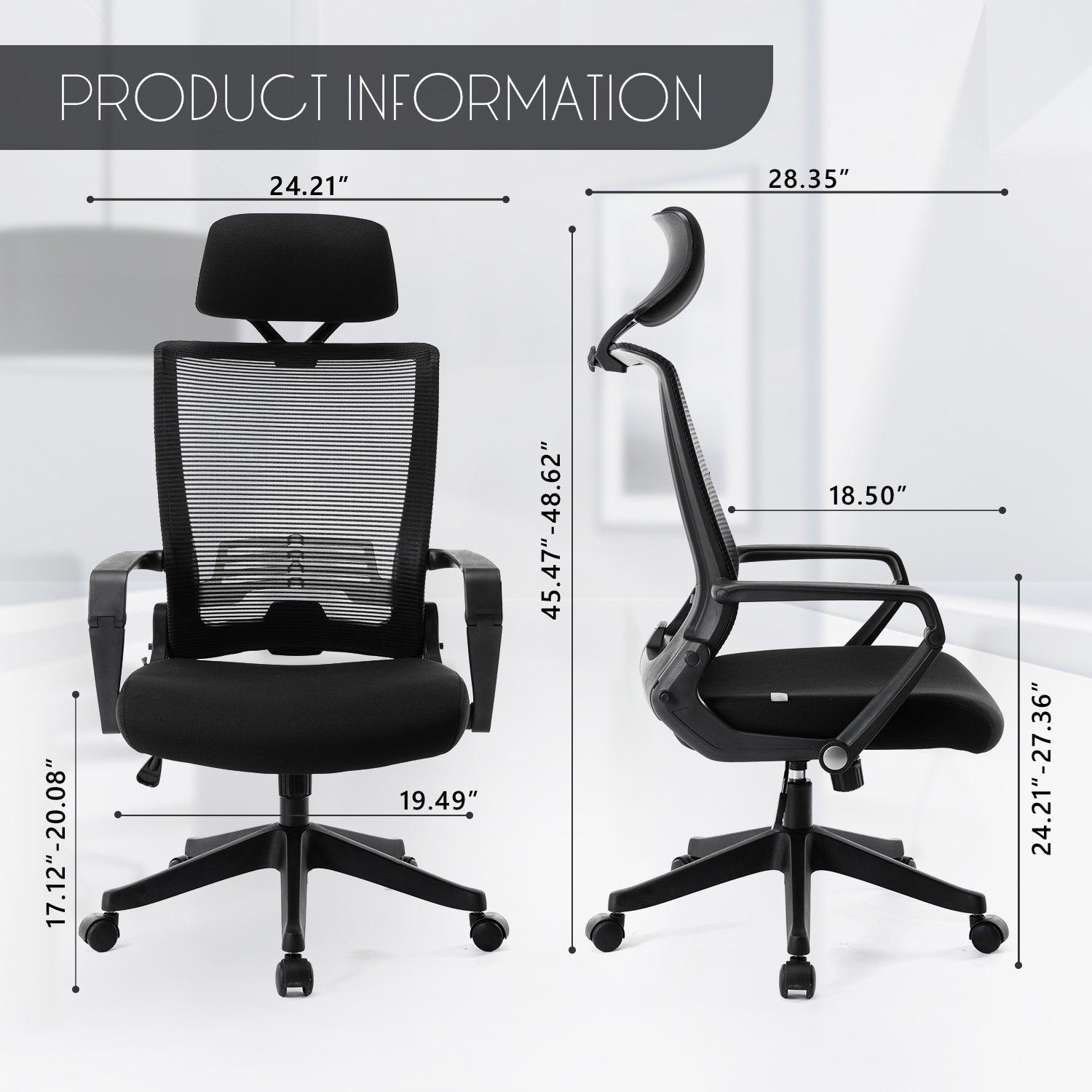 ergonomic office mesh task chair with adjustable headrest