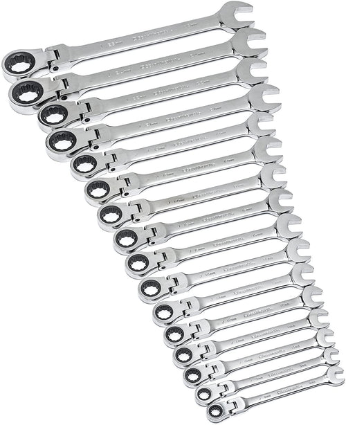 15PC) SAE Flex Head Ratcheting Combination Wrench