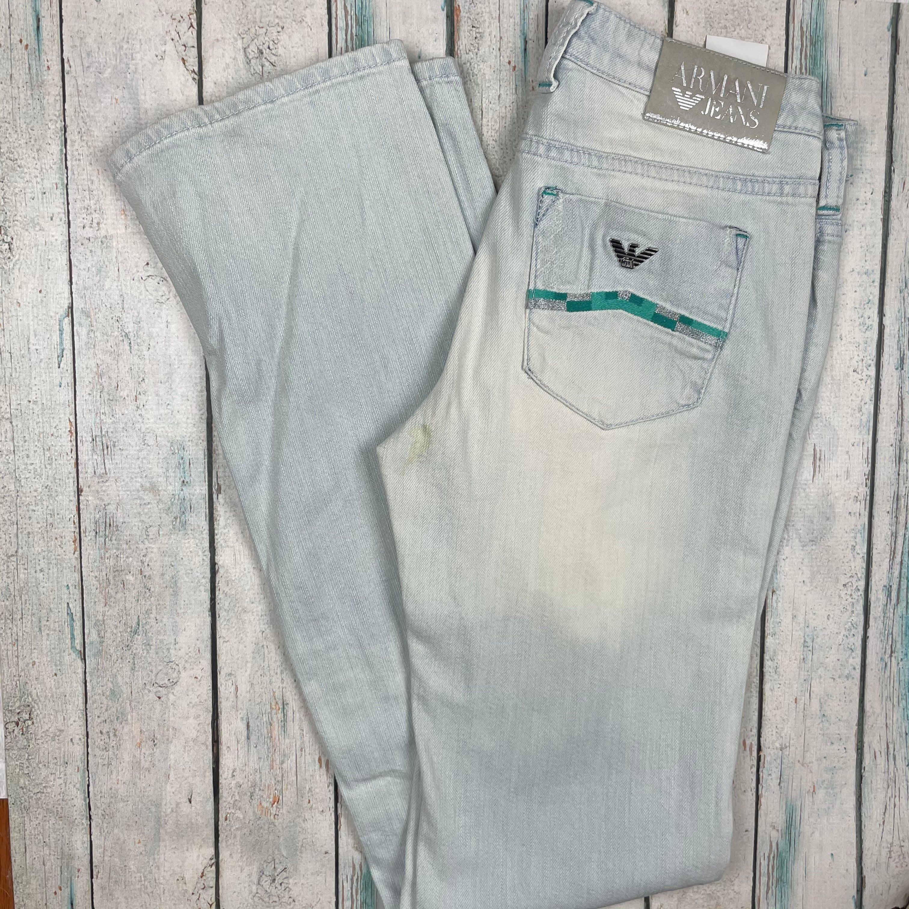 Armani Jeans Slim Straight Bleached Wash Stretch Jeans Size 27 Ebay