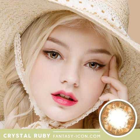 Crystal Ruby Queen Brown Colored Contacts for Hperopyia - model