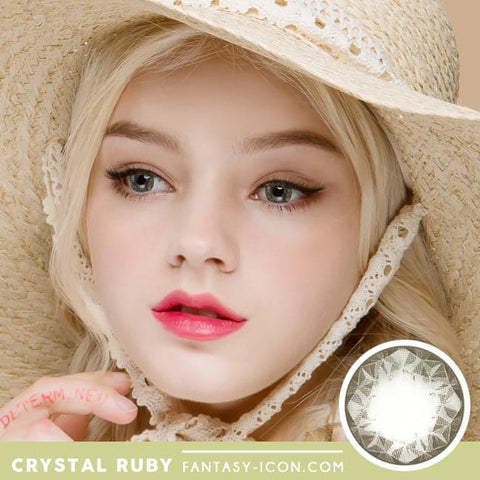 Crystal Ruby Queen Grey Colored Contacts for Hperopyia - model
