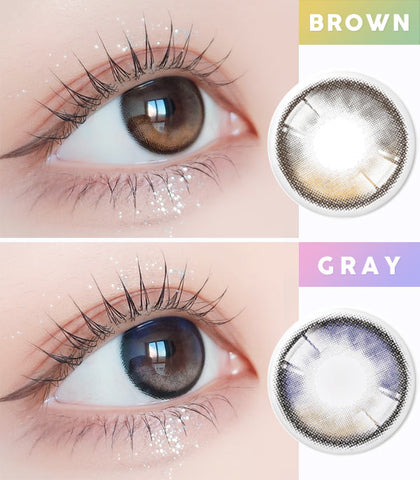 (4 Lenses) Dream space brown gray contacts - monthly / Silicone hydrogel