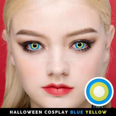 Halloween cosplay Blue Yellow contacts 1