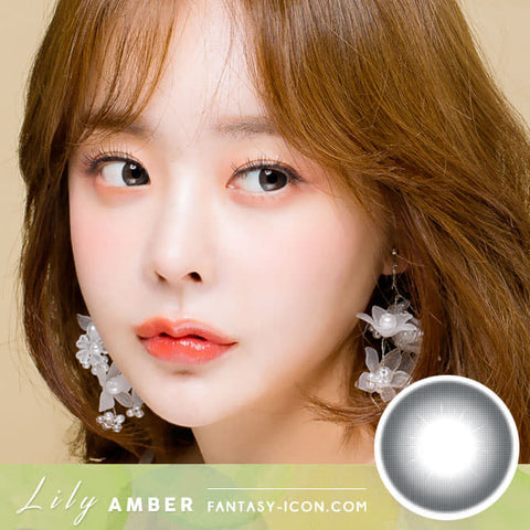 Natural Black Colored Contacts Lily Amber model