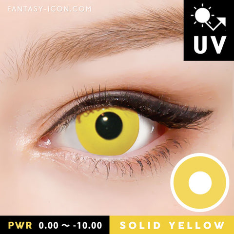 Innovision Solid Yellow Contacts Prescription UV Blocking Halloween Cosplay Lenses