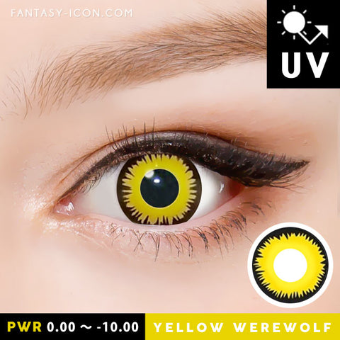 Lentilles couleur jaune noir - yellow werewolf. Pour Halloween