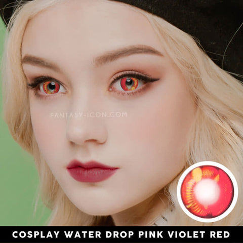 Water Drop Cosplay Pink Violet Contacts | Coscon red Lenses 2