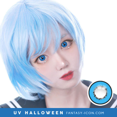 Cosplay UV Halloween Blue Contacts model detail Anime
