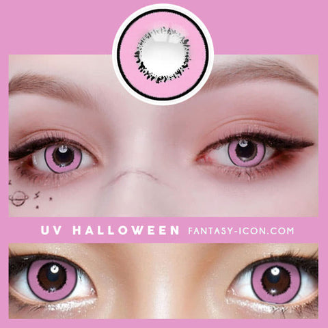 Cosplay UV Halloween Pink Contacts detail