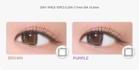 Square brown purple contacts