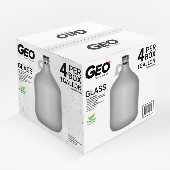 Download 1 Gallon Frosted Glass Bottle Water Bottle With Screw Cap Geo