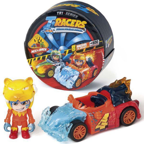 T-Racers Meglepetés szuperjárgány és figura abroncsban