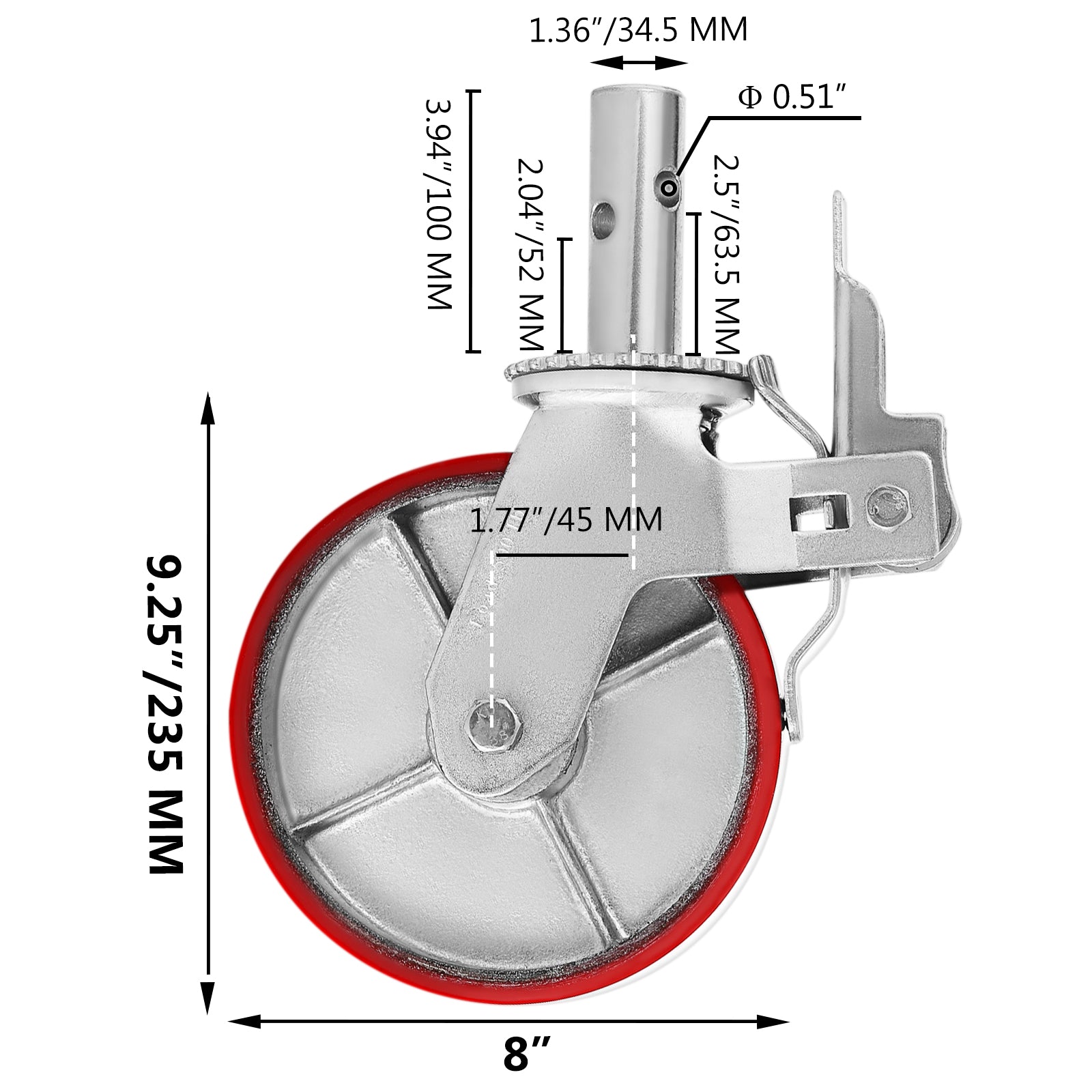 square stem scaffold wheels