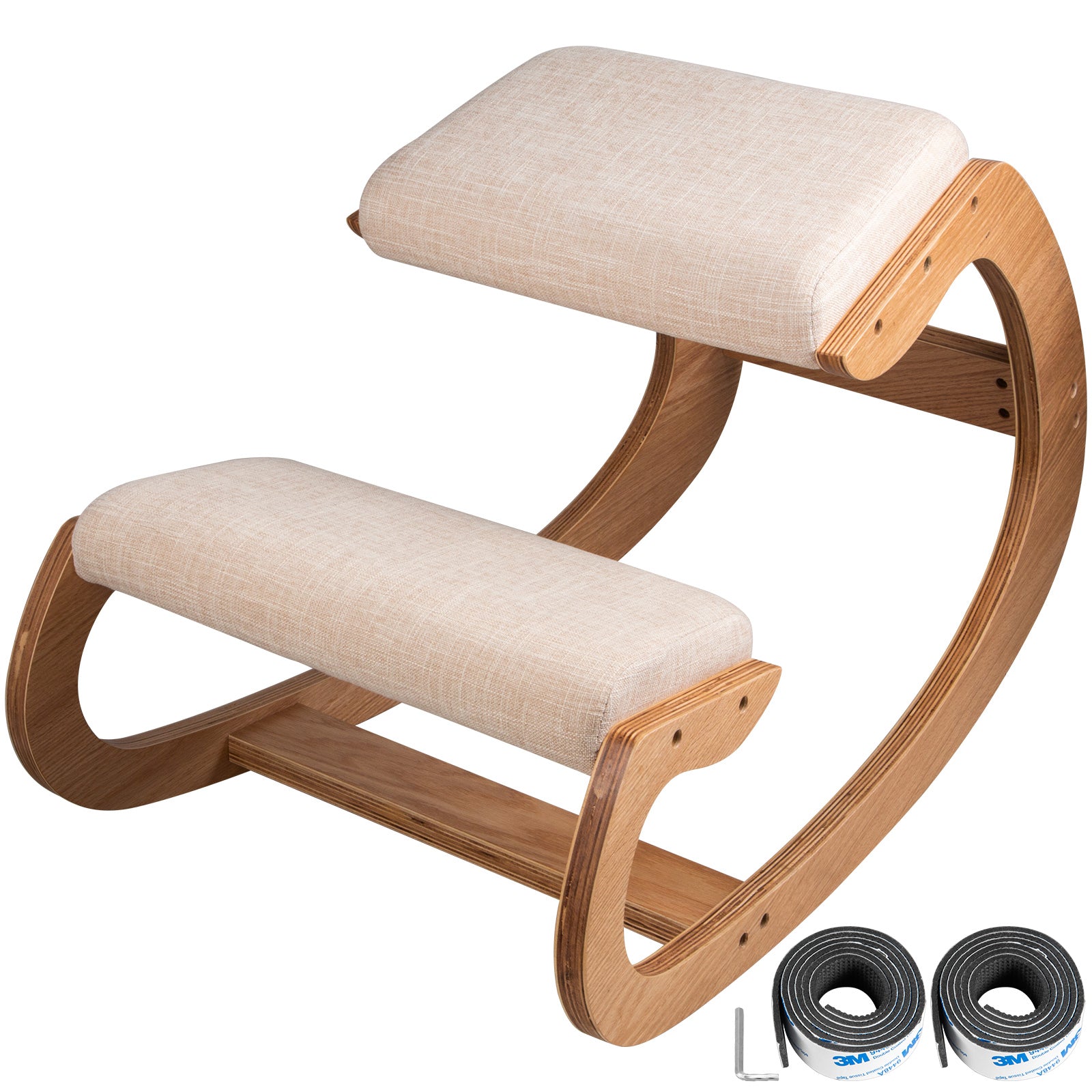 Ergonomic Kneeling Chair Wooden Strengthen Muscles Relieve Fatigue Fur