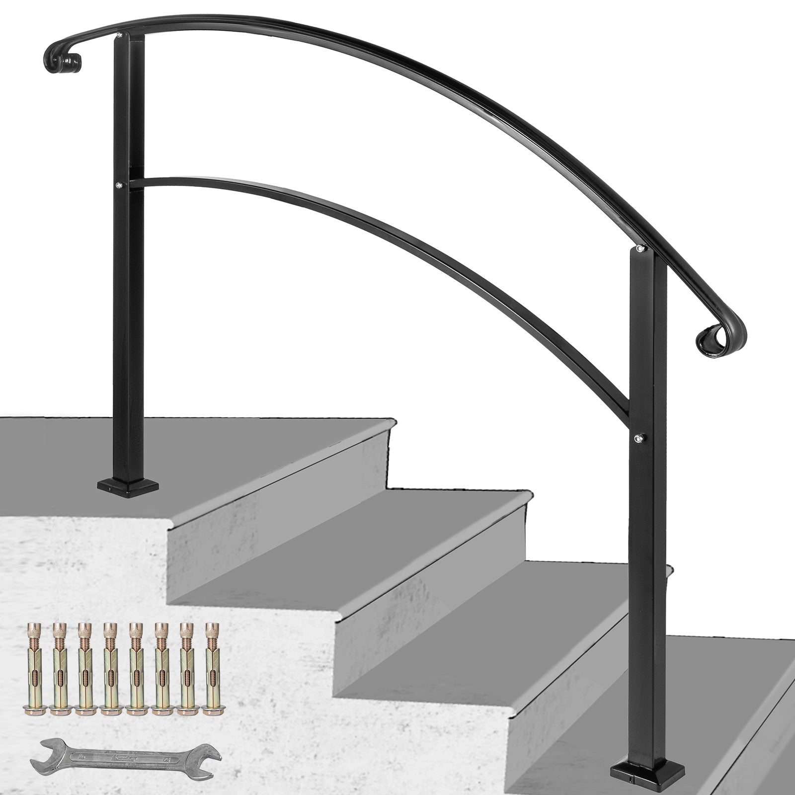 4ft Handrail Angle Adjustable Fits 3 Or 4 Steps Office Paver Step Iron ...