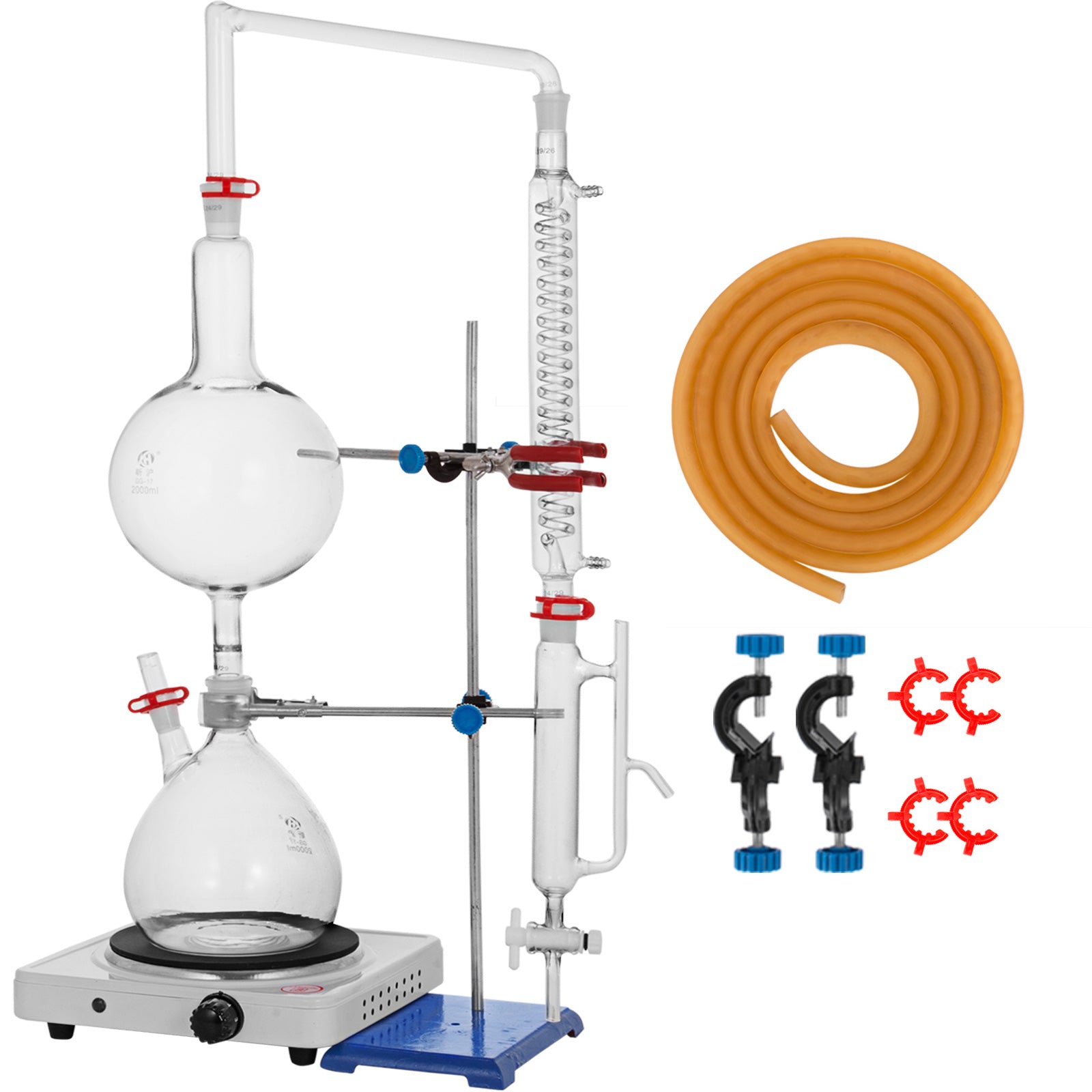 2l Essential Oil Steam Distillation Apparatus Kit Graham Condenser 110