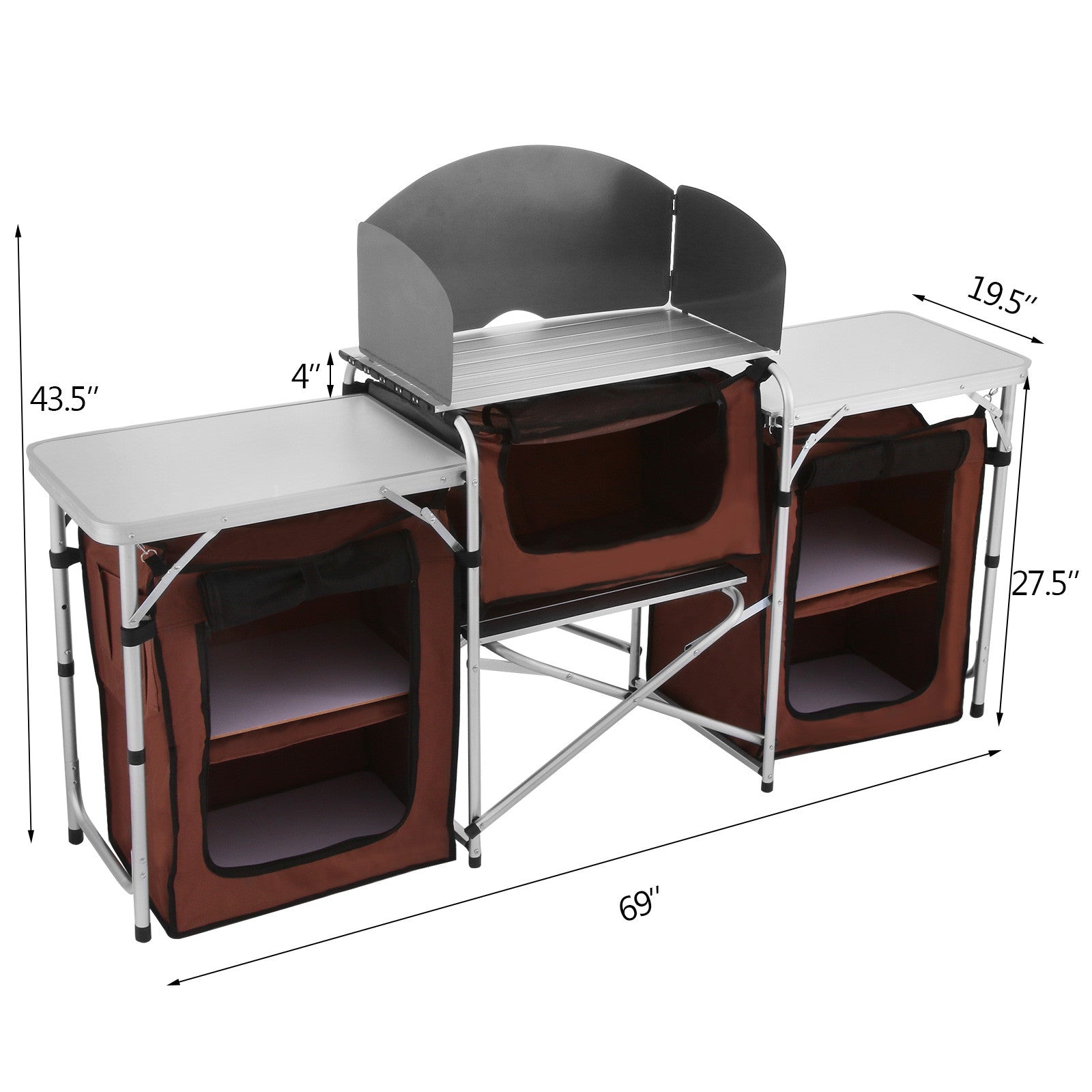 Camping Kitchen Table Food Prep Storage Cooking Tables Adjustable Fold