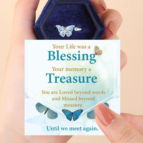 Until We Meet Again Butterfly Fidget Ring with SVANA Design message card